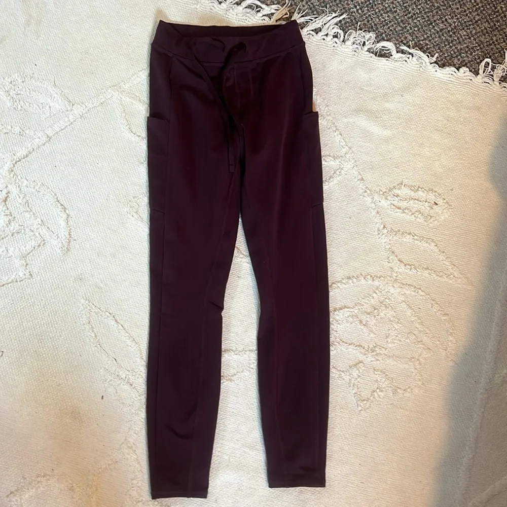 Alo yoga purple checkpoint drawstring legging with tie size XXS